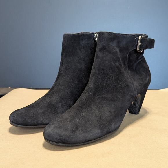 Sam Edelman Morgan Black Suede Ankle Booties Boots Buckle Womens 10 Leather Shoe - Picture 1 of 5